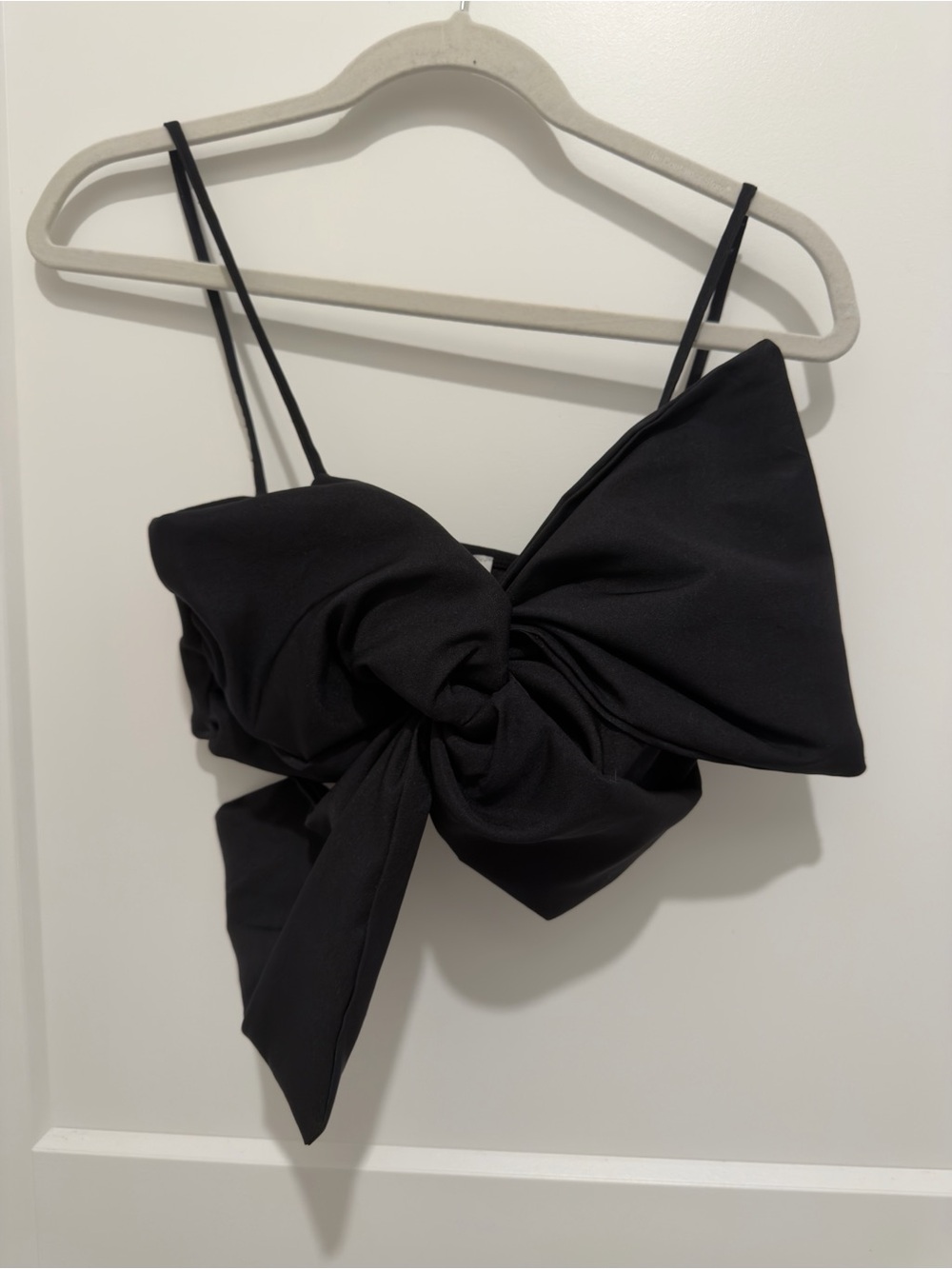 Zara Black Bow-Front Spaghetti Strap Crop Top